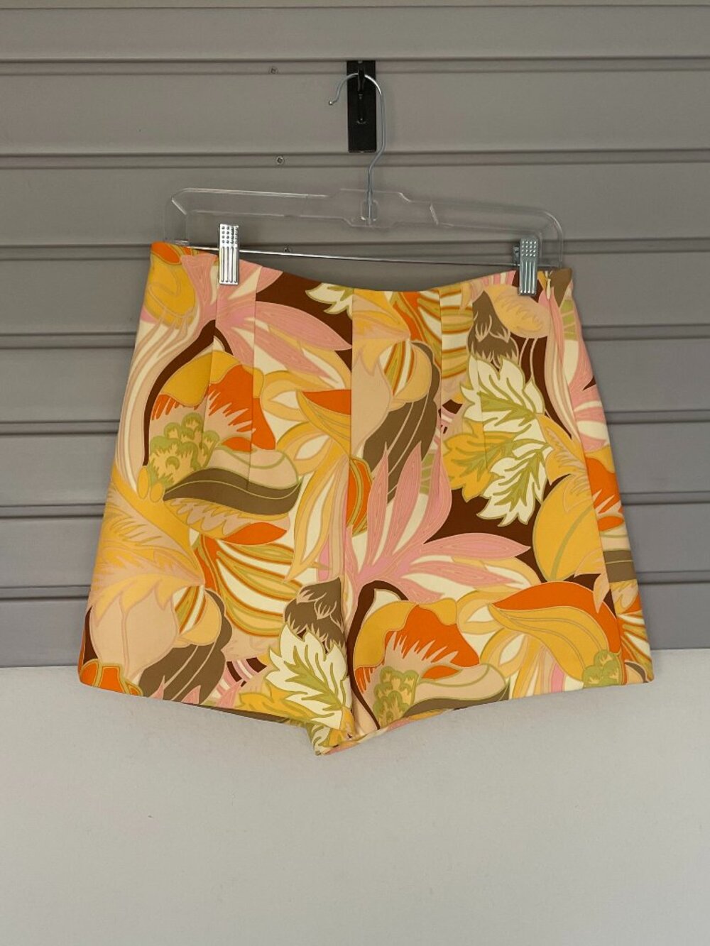 Zara High Waist Floral Shorts in Orange, Pink, Yellow, Brown